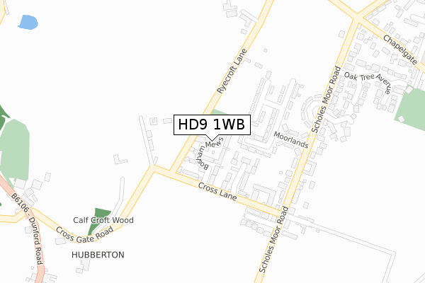 HD9 1WB map - large scale - OS Open Zoomstack (Ordnance Survey)