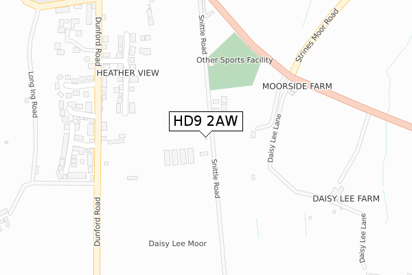 HD9 2AW map - large scale - OS Open Zoomstack (Ordnance Survey)