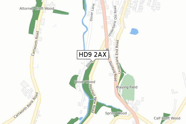 HD9 2AX map - large scale - OS Open Zoomstack (Ordnance Survey)