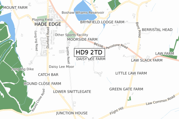 HD9 2TD map - small scale - OS Open Zoomstack (Ordnance Survey)