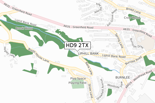 HD9 2TX map - large scale - OS Open Zoomstack (Ordnance Survey)