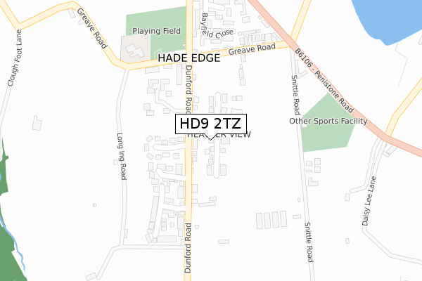 HD9 2TZ map - large scale - OS Open Zoomstack (Ordnance Survey)