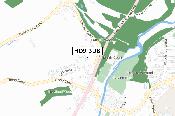 HD9 3UB map - large scale - OS Open Zoomstack (Ordnance Survey)