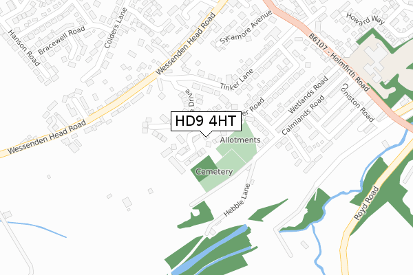 HD9 4HT map - large scale - OS Open Zoomstack (Ordnance Survey)