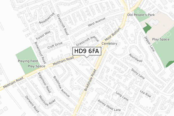 HD9 6FA map - large scale - OS Open Zoomstack (Ordnance Survey)