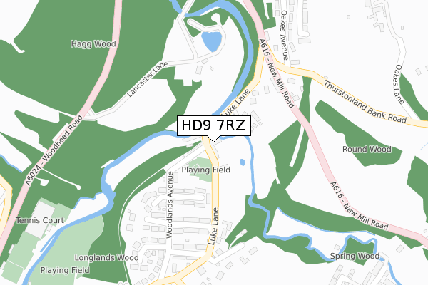 HD9 7RZ map - large scale - OS Open Zoomstack (Ordnance Survey)