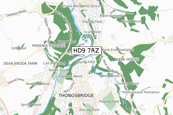 HD9 7RZ map - small scale - OS Open Zoomstack (Ordnance Survey)