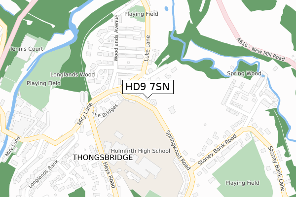 HD9 7SN map - large scale - OS Open Zoomstack (Ordnance Survey)