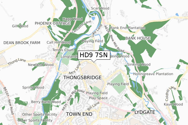 HD9 7SN map - small scale - OS Open Zoomstack (Ordnance Survey)