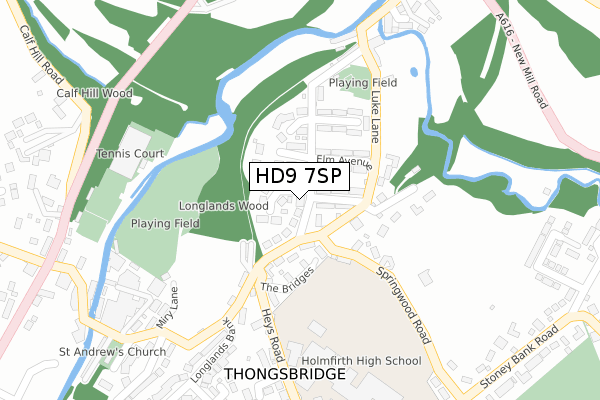 HD9 7SP map - large scale - OS Open Zoomstack (Ordnance Survey)