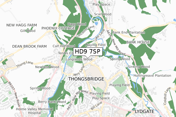 HD9 7SP map - small scale - OS Open Zoomstack (Ordnance Survey)