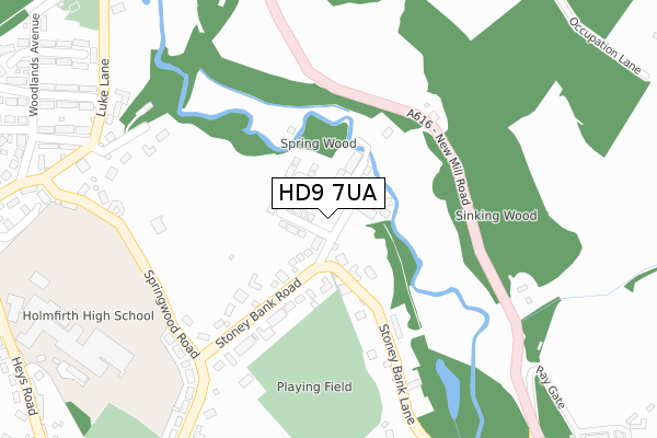 HD9 7UA map - large scale - OS Open Zoomstack (Ordnance Survey)