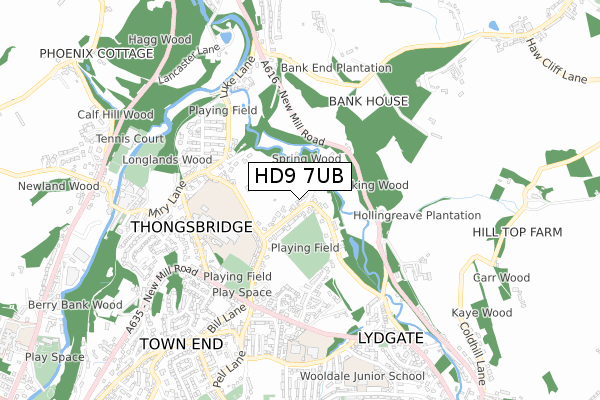 HD9 7UB map - small scale - OS Open Zoomstack (Ordnance Survey)