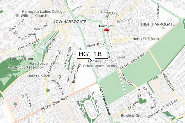 HG1 1BL map - small scale - OS Open Zoomstack (Ordnance Survey)