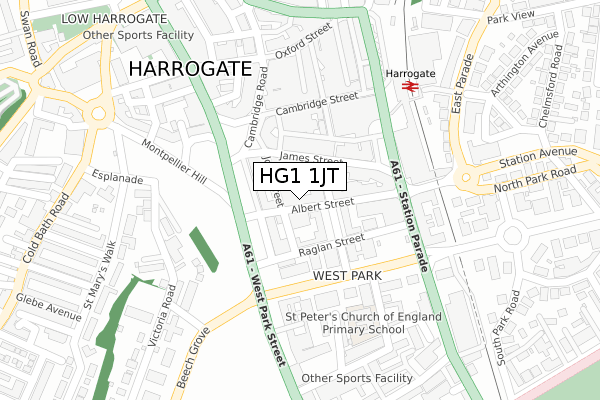 HG1 1JT map - large scale - OS Open Zoomstack (Ordnance Survey)