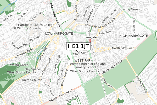 HG1 1JT map - small scale - OS Open Zoomstack (Ordnance Survey)