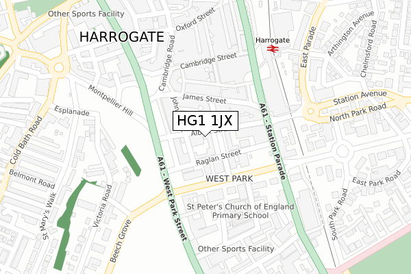 HG1 1JX map - large scale - OS Open Zoomstack (Ordnance Survey)