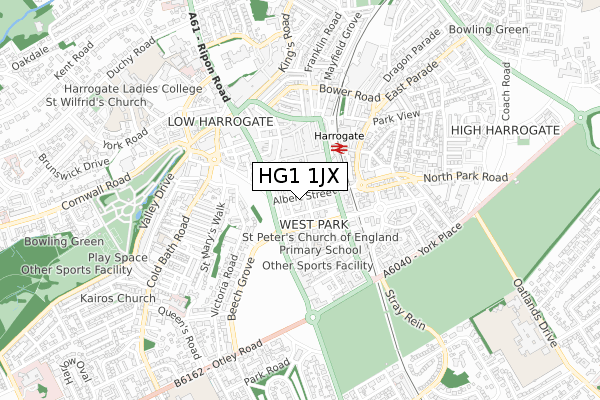 HG1 1JX map - small scale - OS Open Zoomstack (Ordnance Survey)