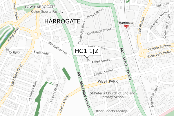 HG1 1JZ map - large scale - OS Open Zoomstack (Ordnance Survey)