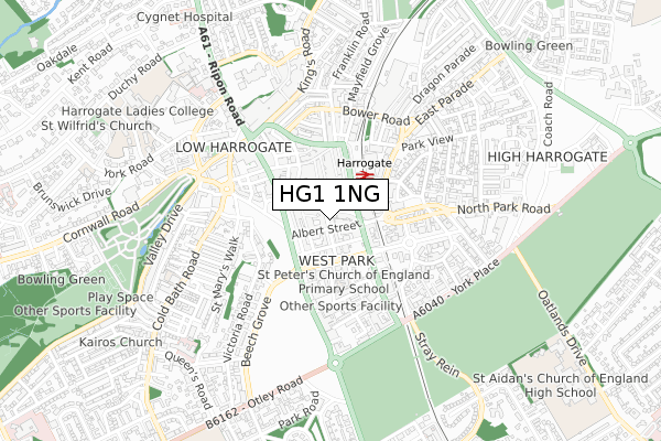 HG1 1NG map - small scale - OS Open Zoomstack (Ordnance Survey)