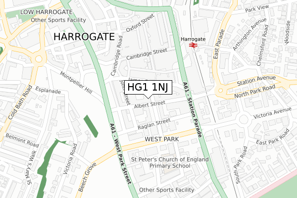 HG1 1NJ map - large scale - OS Open Zoomstack (Ordnance Survey)