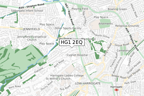 HG1 2EQ map - small scale - OS Open Zoomstack (Ordnance Survey)