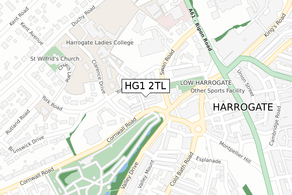 HG1 2TL map - large scale - OS Open Zoomstack (Ordnance Survey)