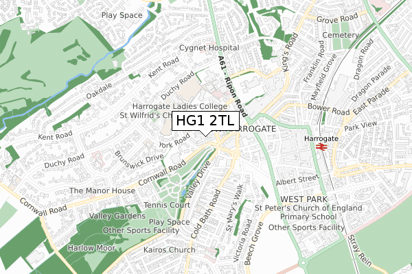 HG1 2TL map - small scale - OS Open Zoomstack (Ordnance Survey)