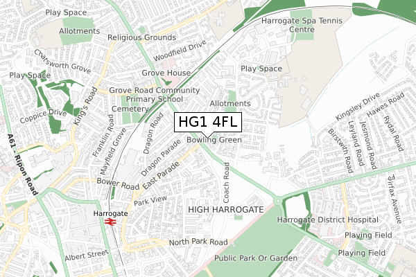 HG1 4FL map - small scale - OS Open Zoomstack (Ordnance Survey)