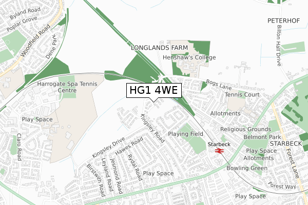 HG1 4WE map - small scale - OS Open Zoomstack (Ordnance Survey)