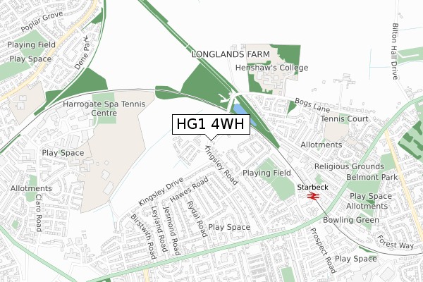 HG1 4WH map - small scale - OS Open Zoomstack (Ordnance Survey)