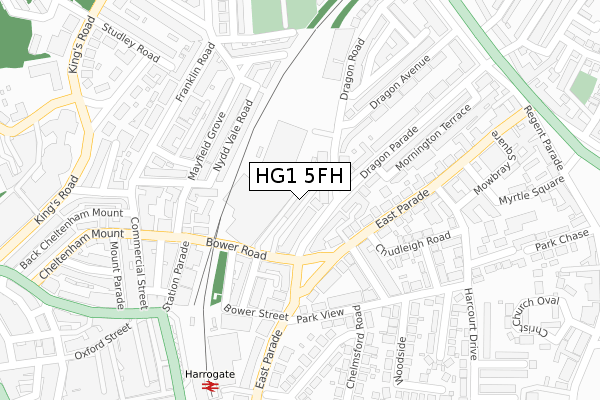 HG1 5FH map - large scale - OS Open Zoomstack (Ordnance Survey)