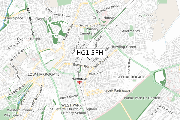 HG1 5FH map - small scale - OS Open Zoomstack (Ordnance Survey)