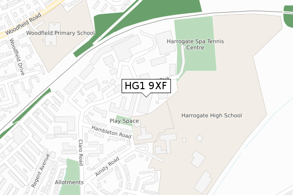 HG1 9XF map - large scale - OS Open Zoomstack (Ordnance Survey)