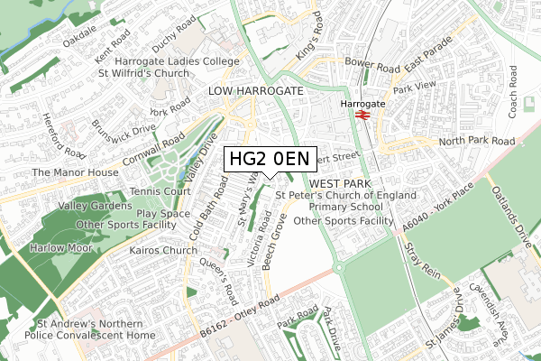 HG2 0EN map - small scale - OS Open Zoomstack (Ordnance Survey)