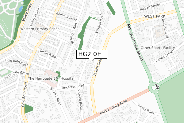 HG2 0ET map - large scale - OS Open Zoomstack (Ordnance Survey)