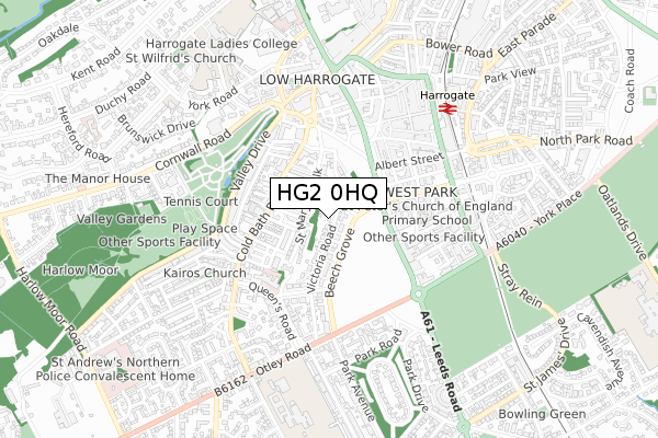 HG2 0HQ map - small scale - OS Open Zoomstack (Ordnance Survey)