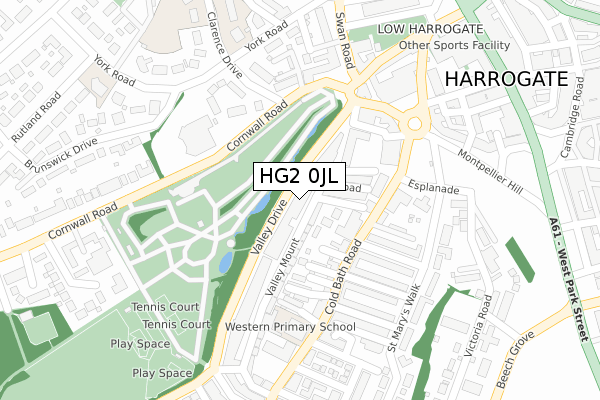 HG2 0JL map - large scale - OS Open Zoomstack (Ordnance Survey)