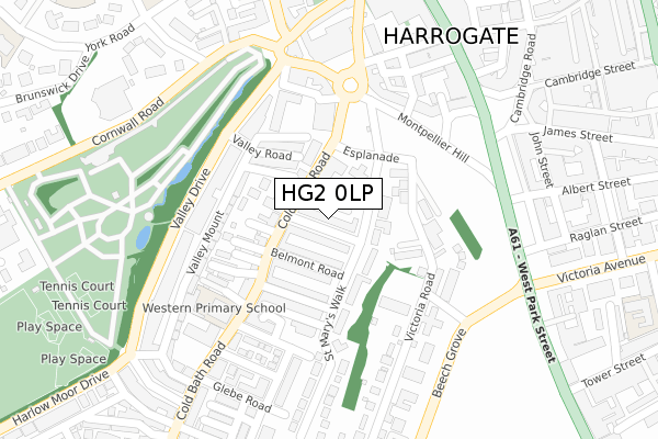 HG2 0LP map - large scale - OS Open Zoomstack (Ordnance Survey)