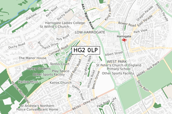 HG2 0LP map - small scale - OS Open Zoomstack (Ordnance Survey)