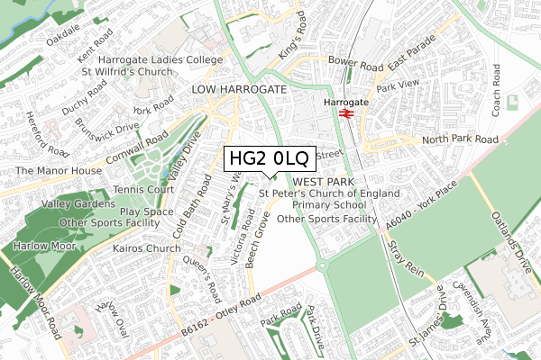 HG2 0LQ map - small scale - OS Open Zoomstack (Ordnance Survey)