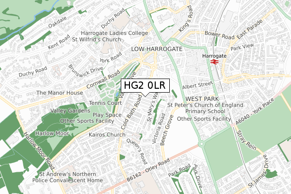 HG2 0LR map - small scale - OS Open Zoomstack (Ordnance Survey)