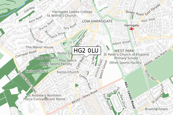 HG2 0LU map - small scale - OS Open Zoomstack (Ordnance Survey)