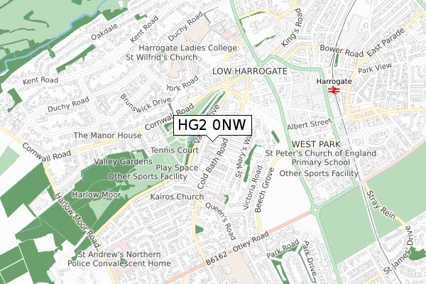 HG2 0NW map - small scale - OS Open Zoomstack (Ordnance Survey)