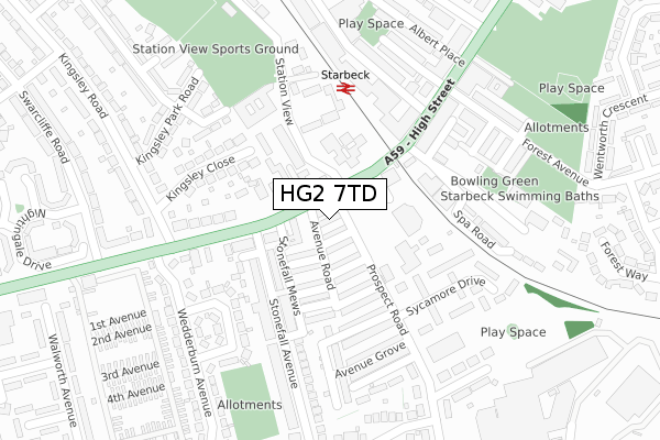 HG2 7TD map - large scale - OS Open Zoomstack (Ordnance Survey)