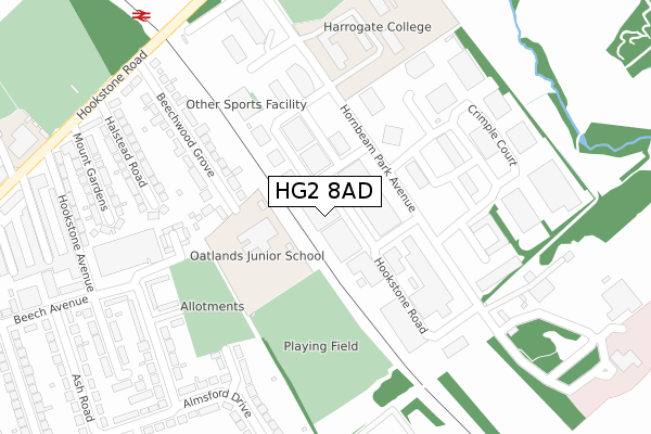 HG2 8AD map - large scale - OS Open Zoomstack (Ordnance Survey)