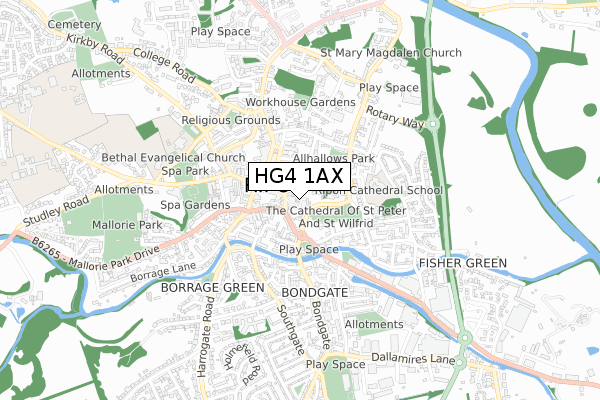 HG4 1AX map - small scale - OS Open Zoomstack (Ordnance Survey)