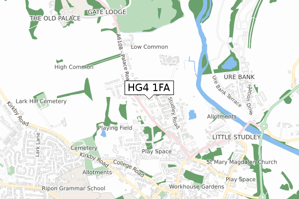 HG4 1FA map - small scale - OS Open Zoomstack (Ordnance Survey)