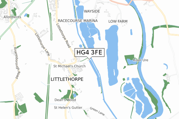 HG4 3FE map - small scale - OS Open Zoomstack (Ordnance Survey)