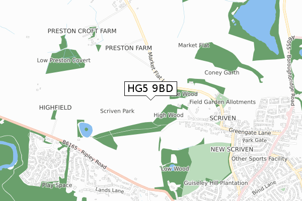 HG5 9BD map - small scale - OS Open Zoomstack (Ordnance Survey)